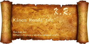 Kincs Renátó névjegykártya